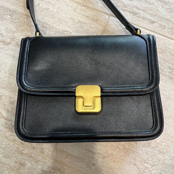 NEW Mango Crossbody Black Gold Hardware Adjustable Strap Designer Inspired - Picture 2 of 4